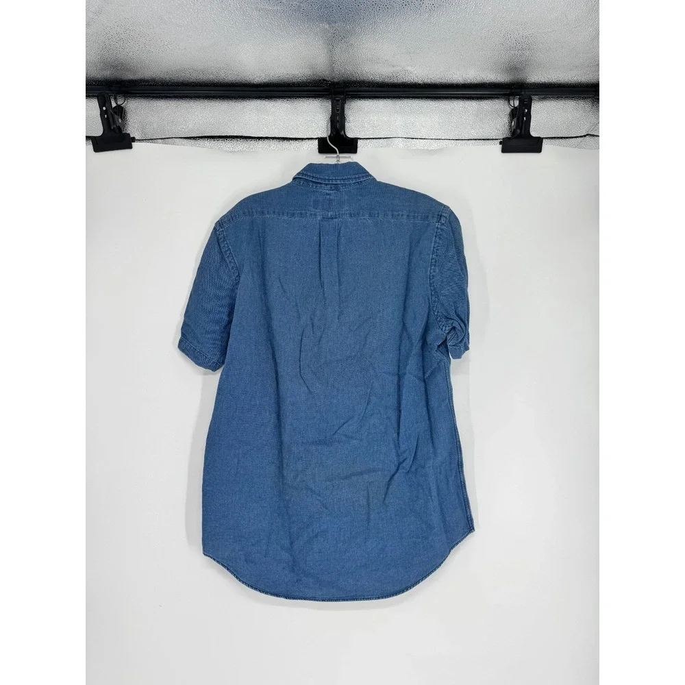 Polo Ralph Lauren Shirt Mens Medium Jean Denim Short Sleeve Button Down Pony